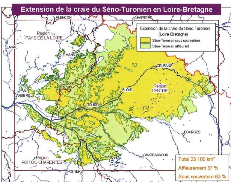 Extension de la craie du Séno-Turonien en Loire-Bretagne